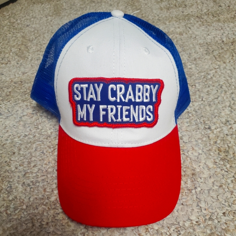 Joe's crabshack " stay crabby my friends" snap on hat.
